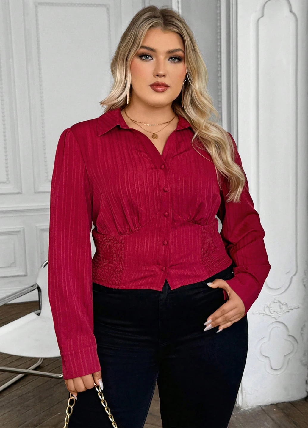 Бордова блуза SHEIN