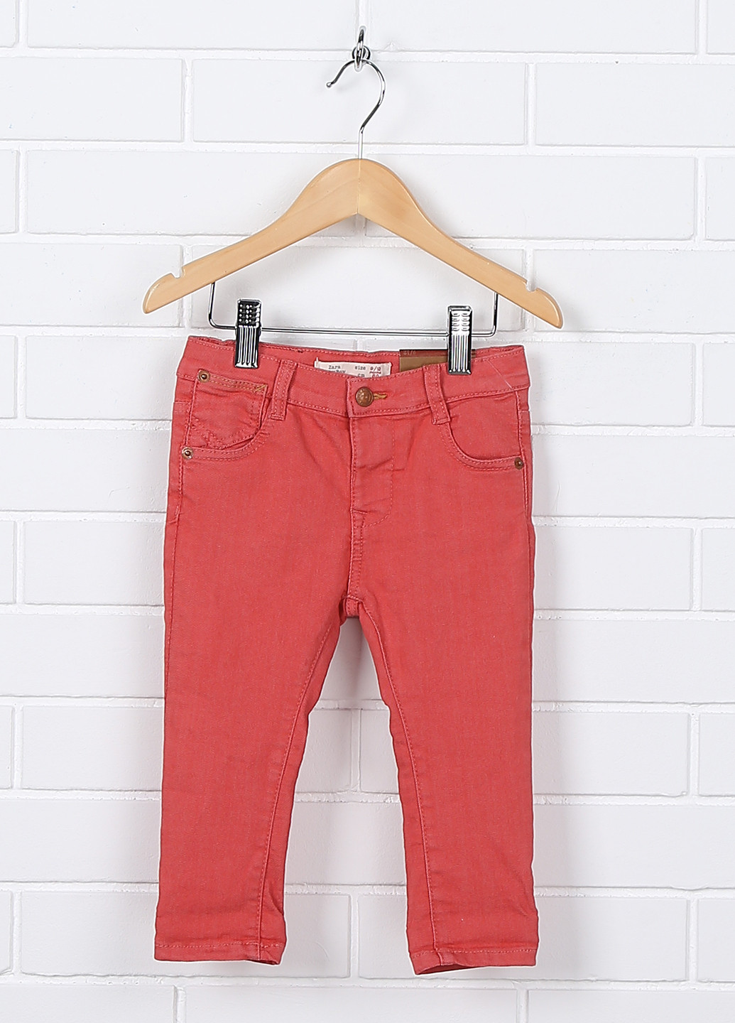 Светло-красные демисезонные со средней талией джинсы Zara