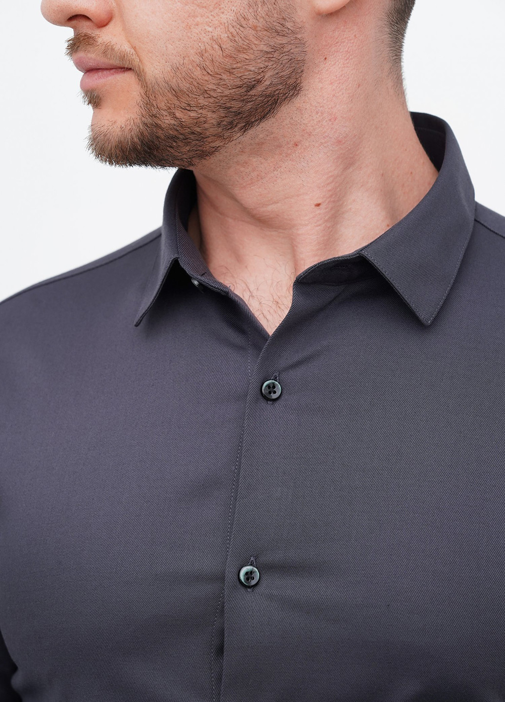 Темно-серая кэжуал, классическая рубашка однотонная Trend Collection