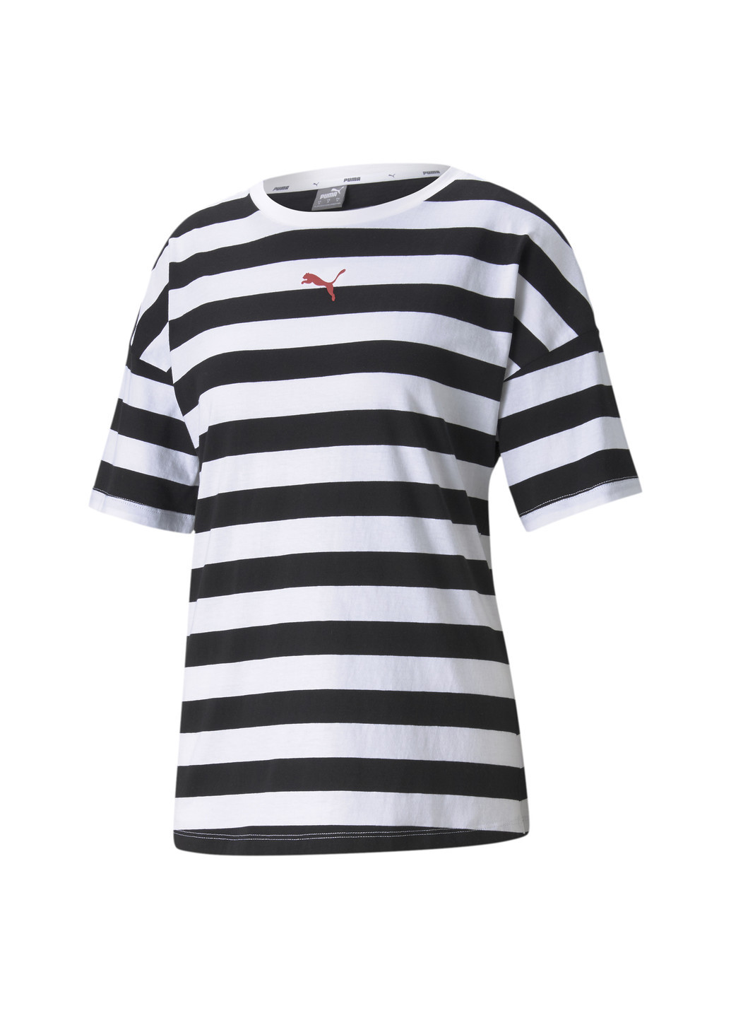 Черная всесезон футболка summer stripes printed women's tee Puma