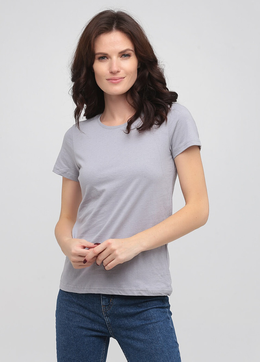 Світло-сіра всесезон футболка жіноча з круглим коміром Stedman