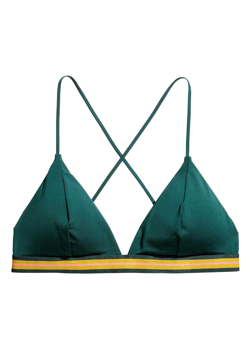 Купальный лиф H&M бикини однотонный зелёный пляжный
