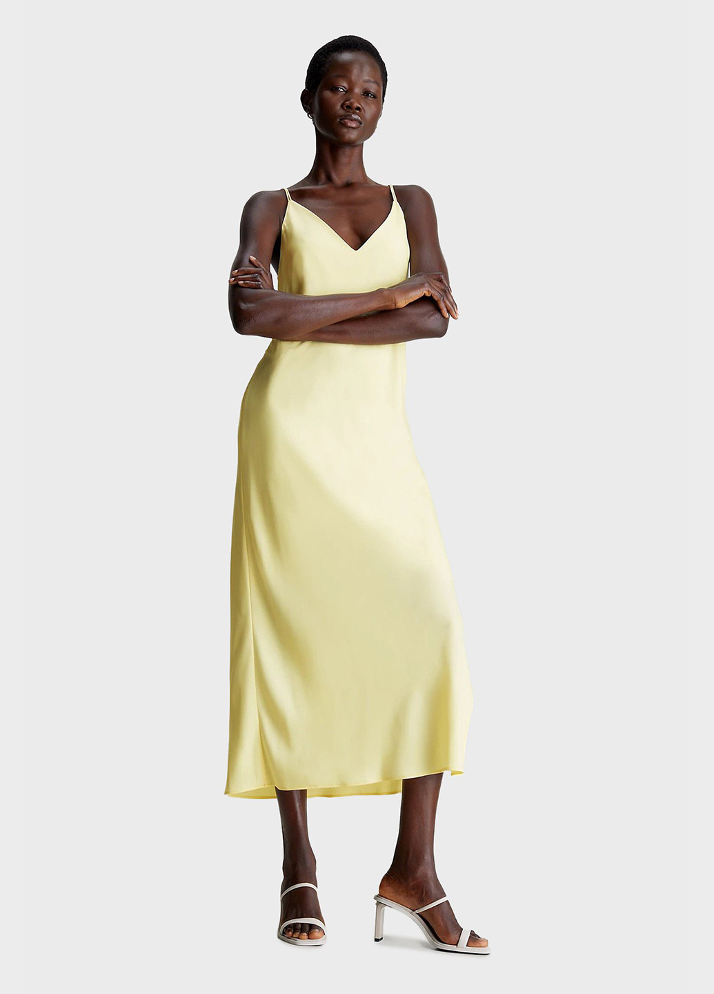 Жовтий вечірня, кежуал сукня сукня-комбінація Calvin Klein однотонна