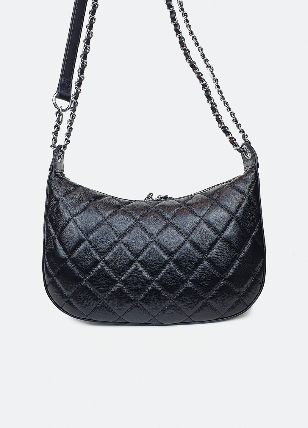Модная женская черная сумочка кожаная средняя повседневная 9271 багет Fashion сумка (225899804)