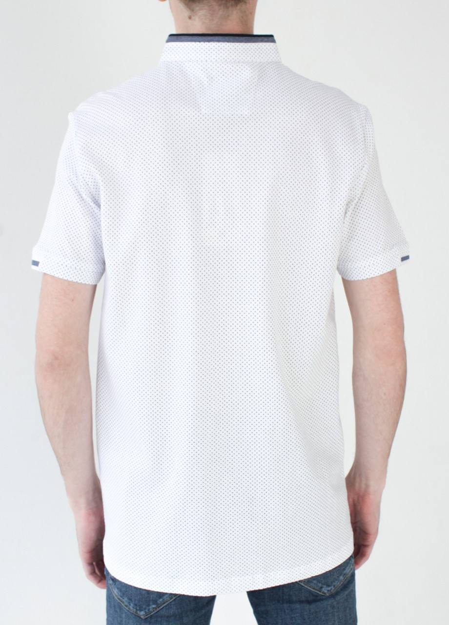 Белая футболка-поло мужское белое большой размер воротник стойка для мужчин MCS