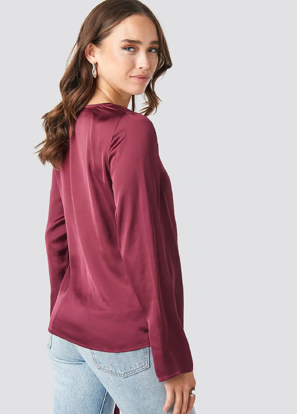 Бордовая блуза на запах NA-KD