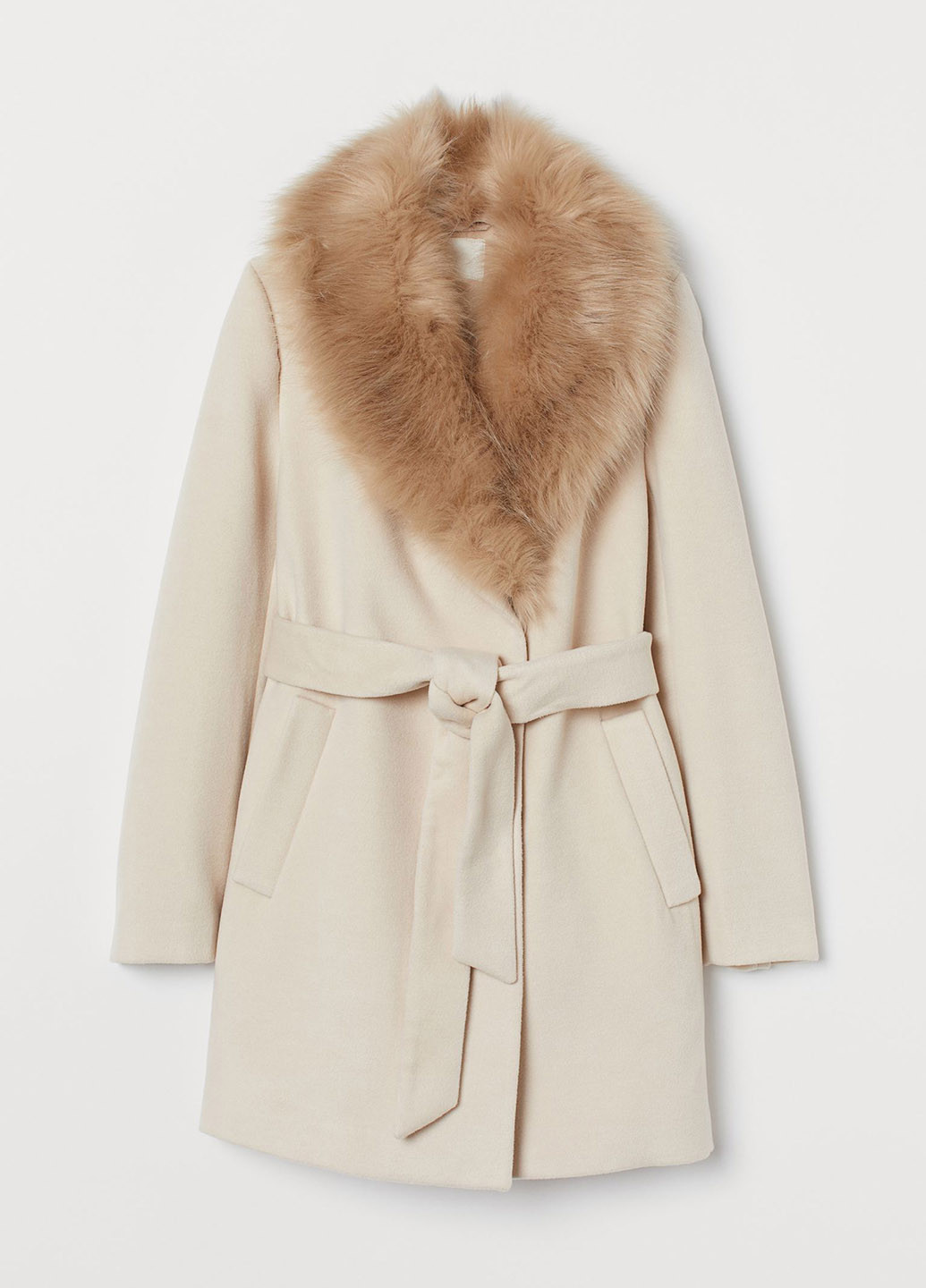 Светло-бежевое демисезонное Пальто(без комірця) однобортное H&M