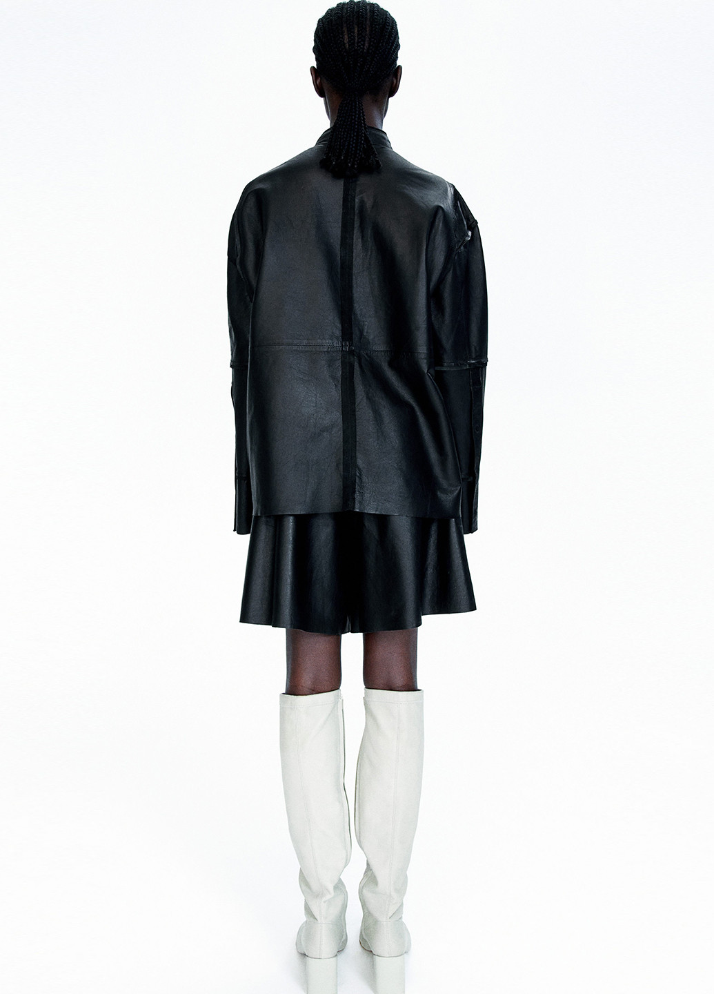 Чорна демісезонна куртка з натуральної шкіри H&M Studio