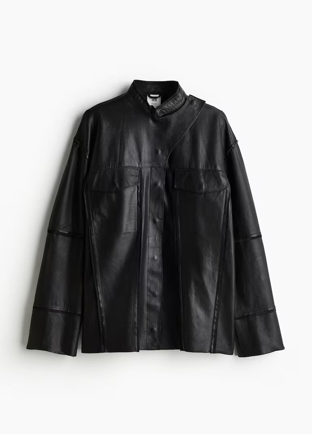 Чорна демісезонна куртка з натуральної шкіри H&M Studio