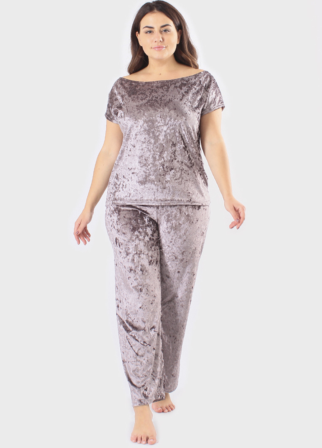 Сіро-бежева всесезон піжама (футболка, штани) футболка + штани Ghazel