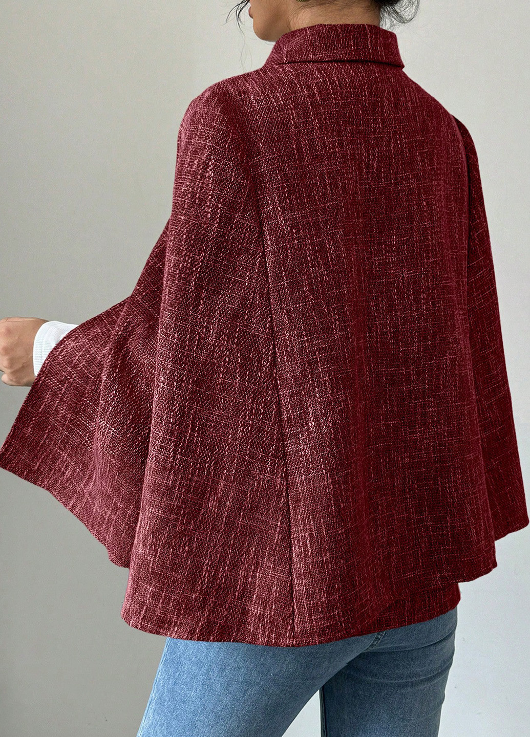 Бордове демісезонне Пальто кейп SHEIN