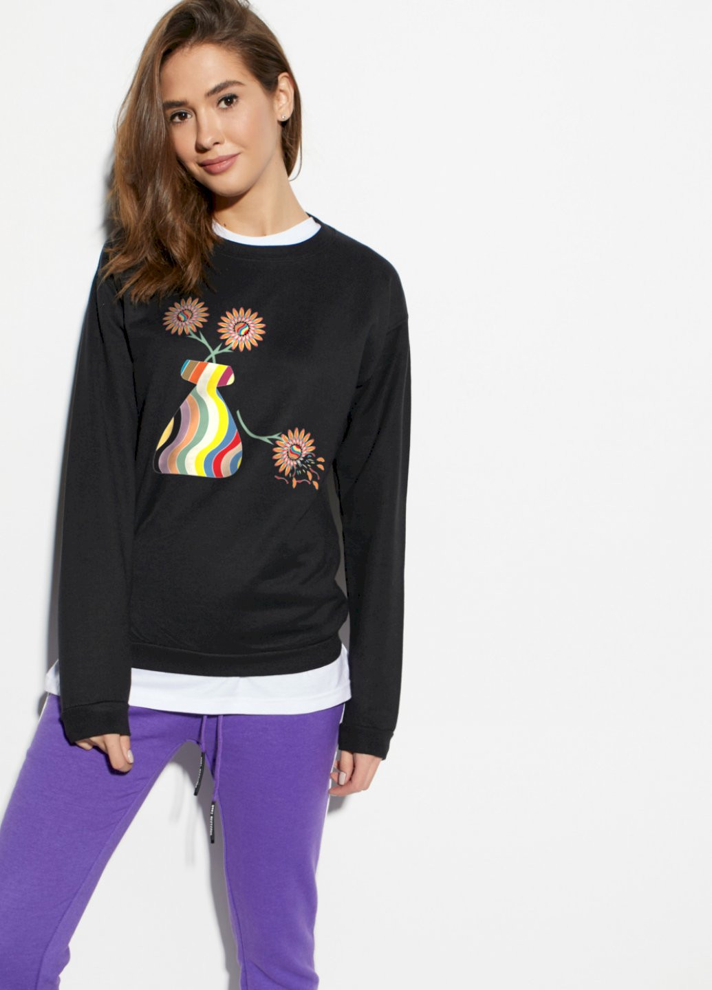 Чорний світшот basic YAPPI (201486606)