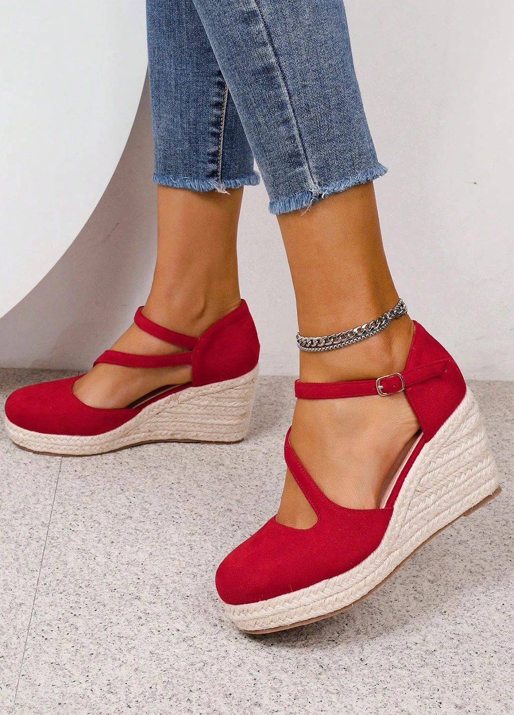 SHEIN Туфлі д'орсей червоний з текстиль, китай — літо (323779182)