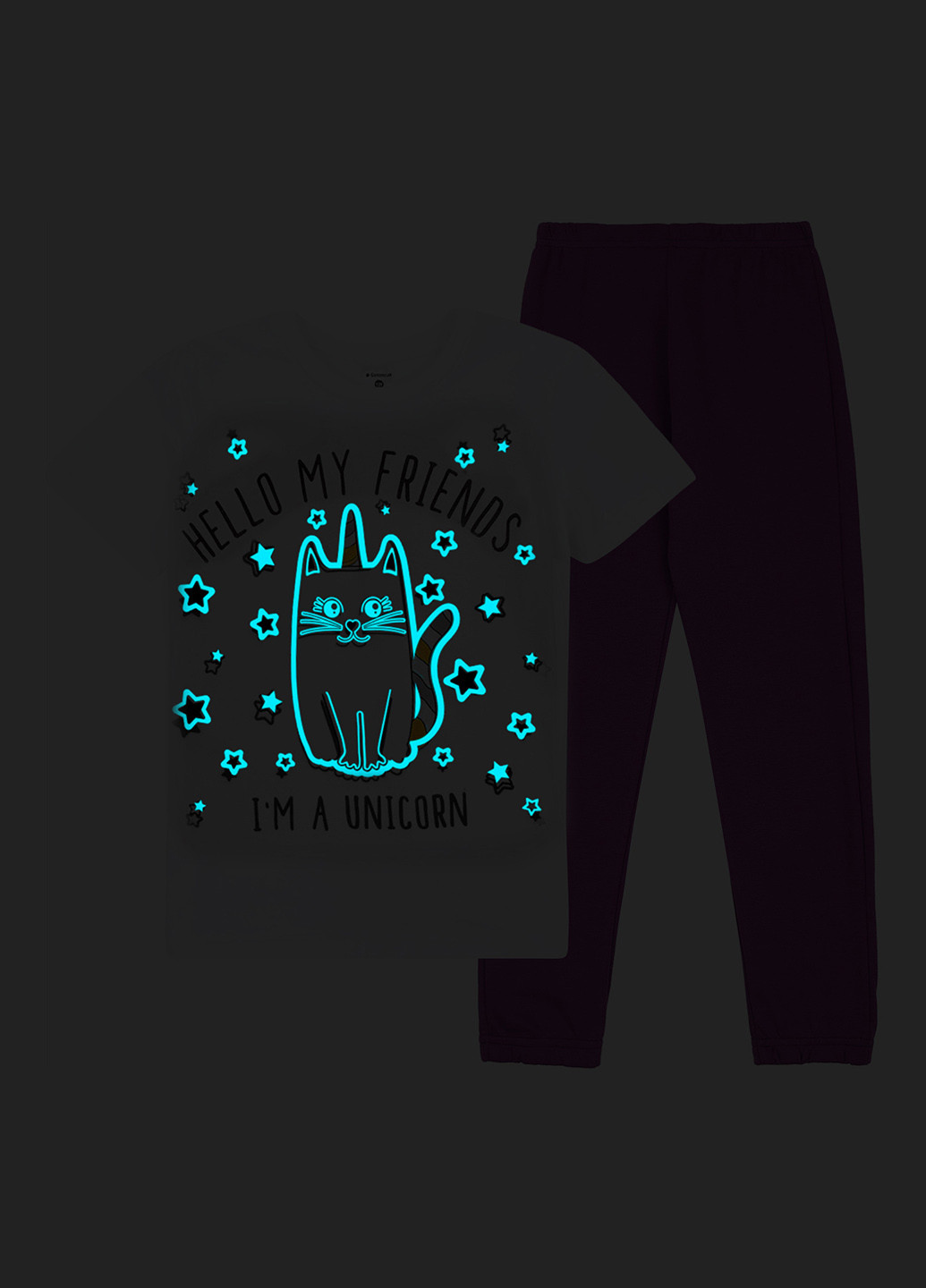 Біла всесезон піжама (довгий рукав, брюки) футболка + штани Garnamama