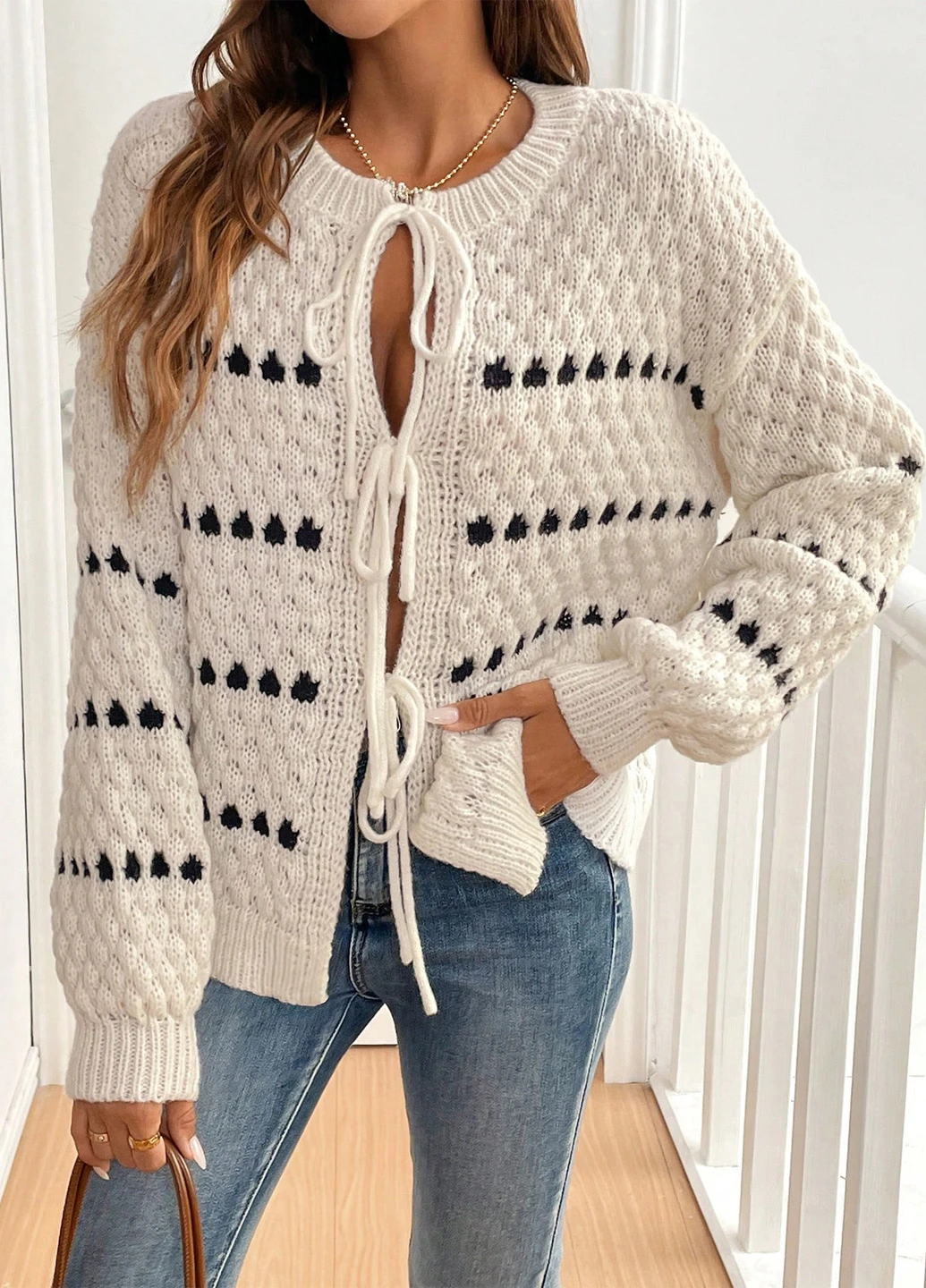 Кремовый демисезонный кардиган SHEIN