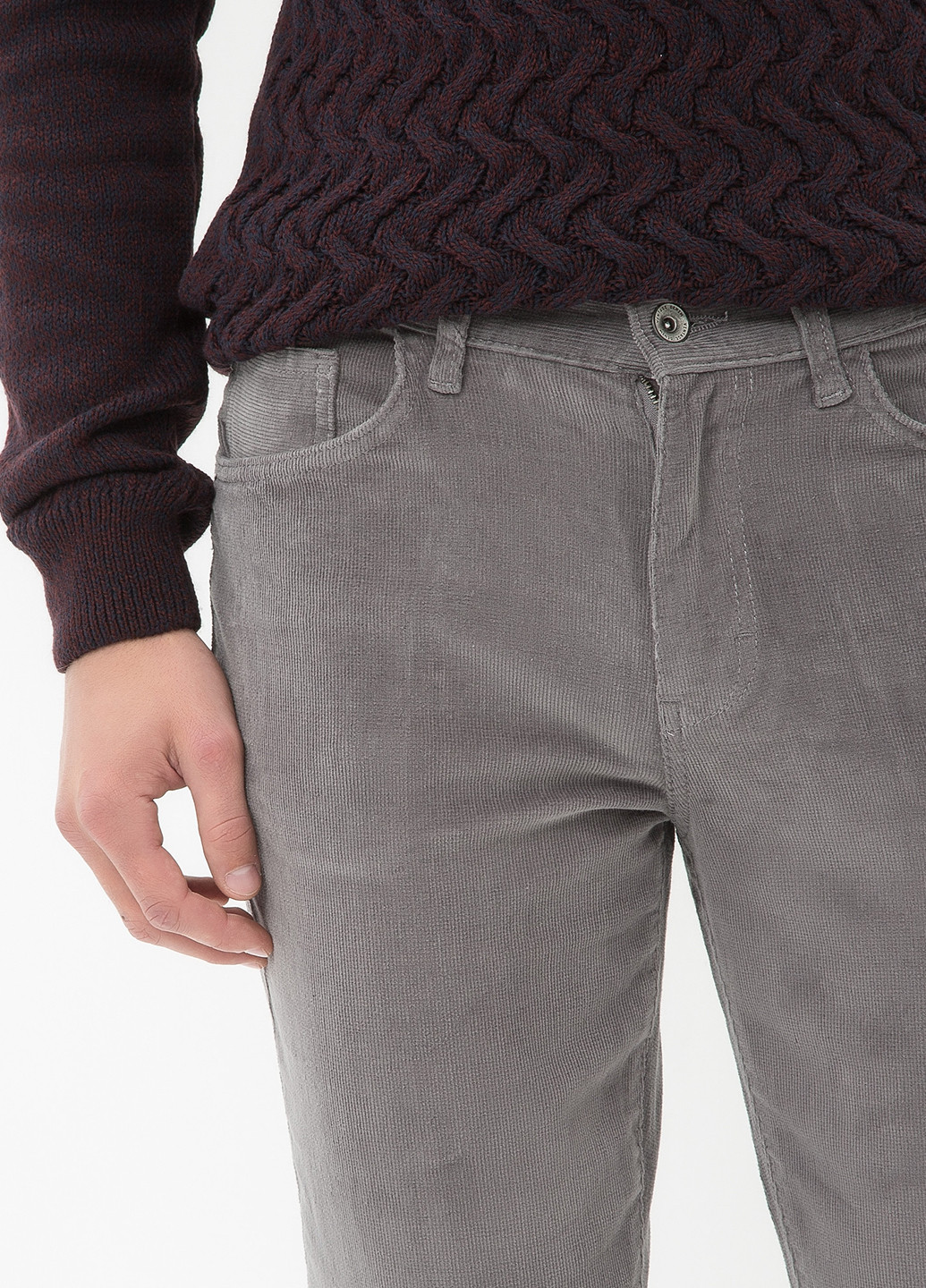 Серые кэжуал демисезонные зауженные брюки KOTON