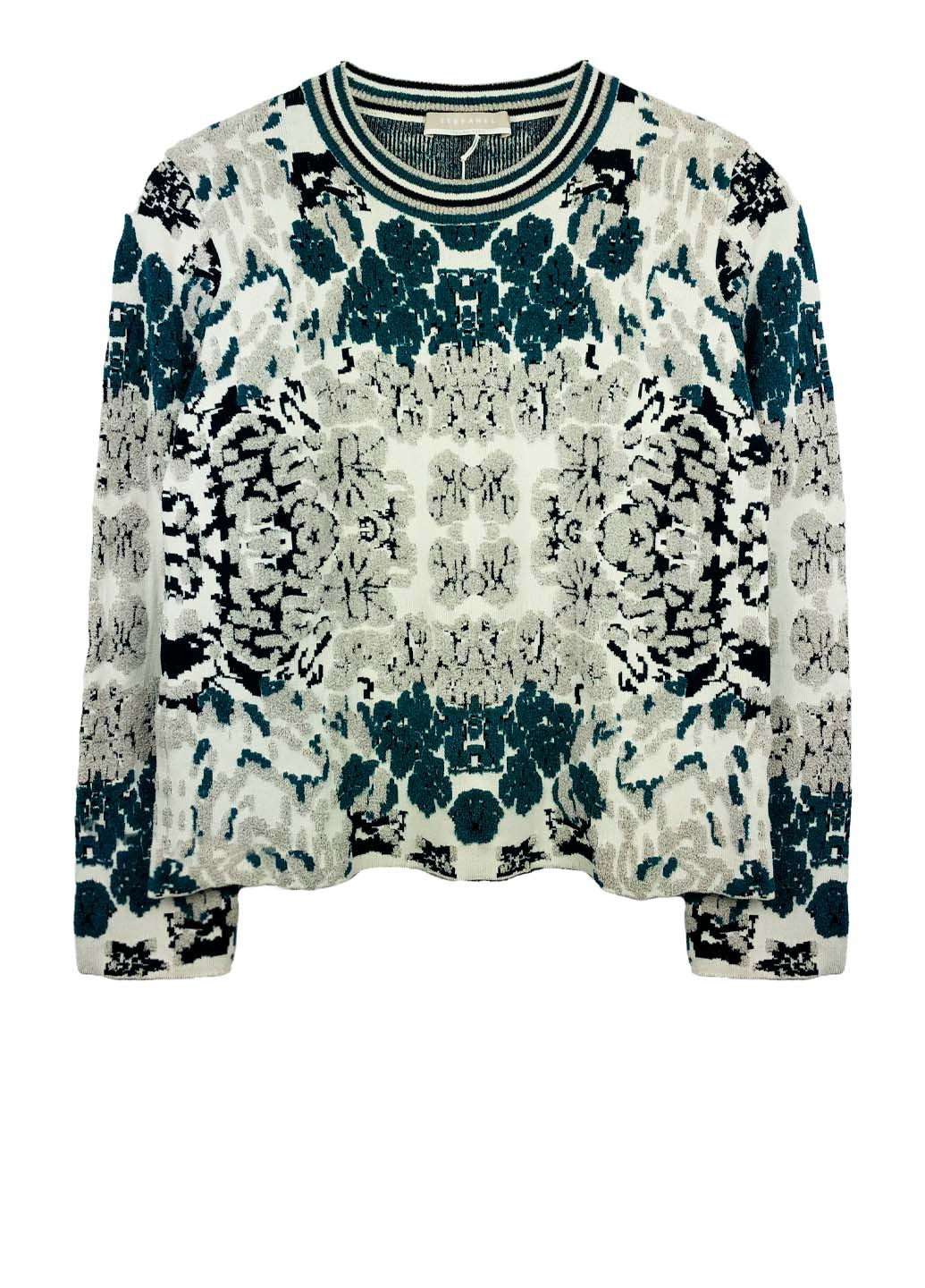 Комбінований зимовий укорочений светр джемпер Stefanel
