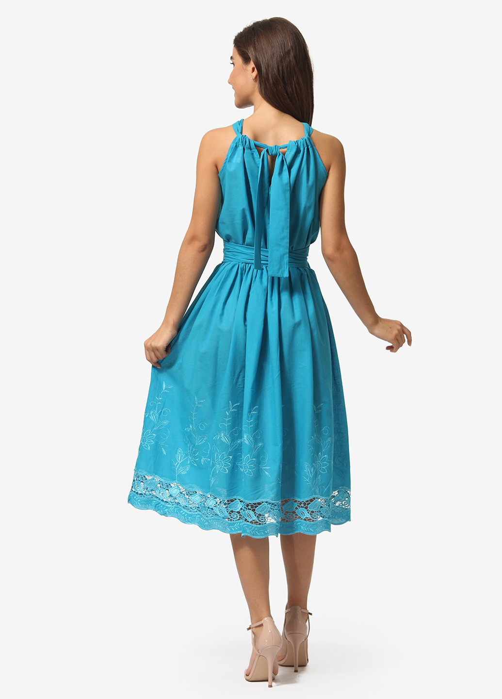 Блакитна кежуал сукня, сукня з відкритими плечима Agata Webers однотонна