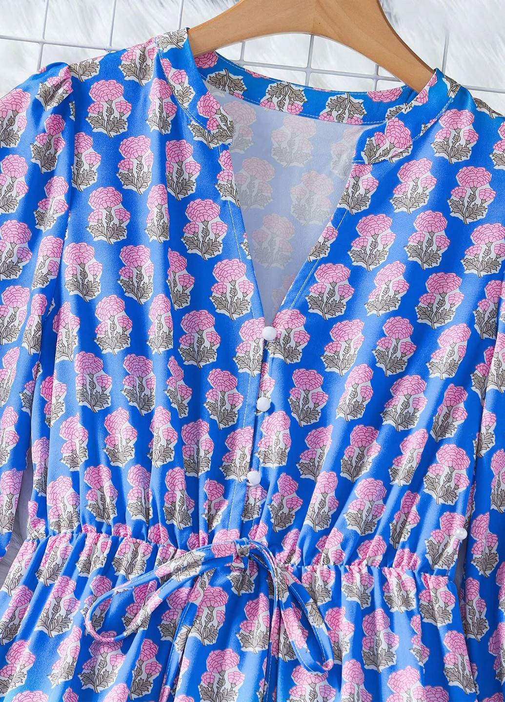 Комбинированное кэжуал платье клеш SHEIN с цветочным принтом