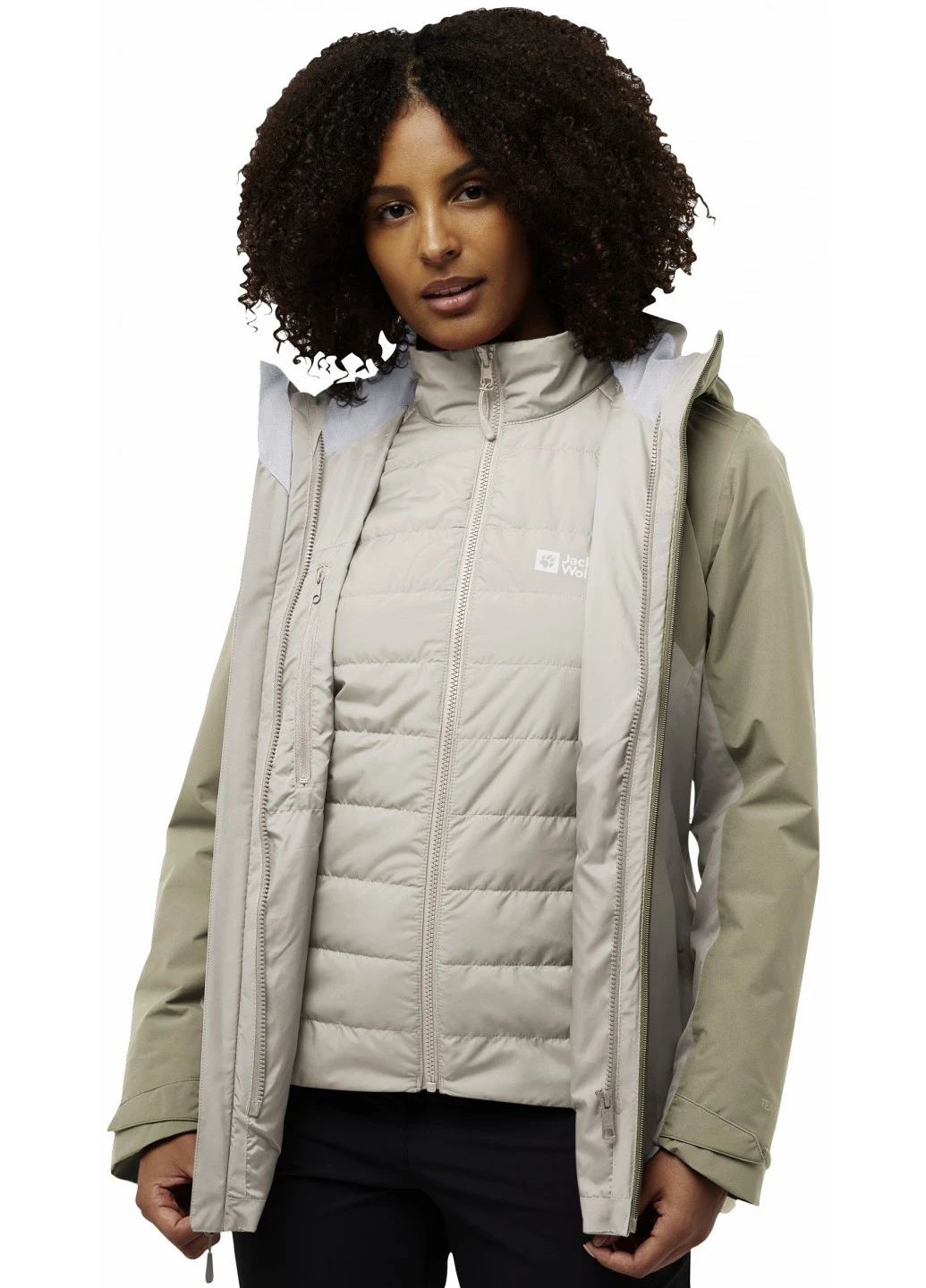 Бежевая демисезонная куртка куртка-трансформер Jack Wolfskin A62510_A0056