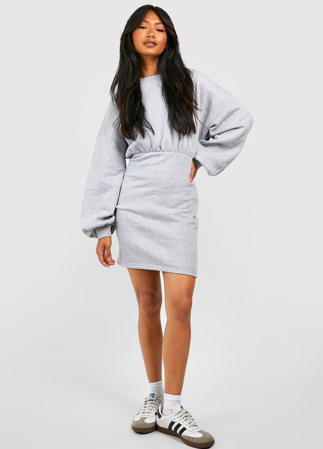 Світло-сіра кежуал, спортивна сукня сукня-світшот Boohoo меланжева