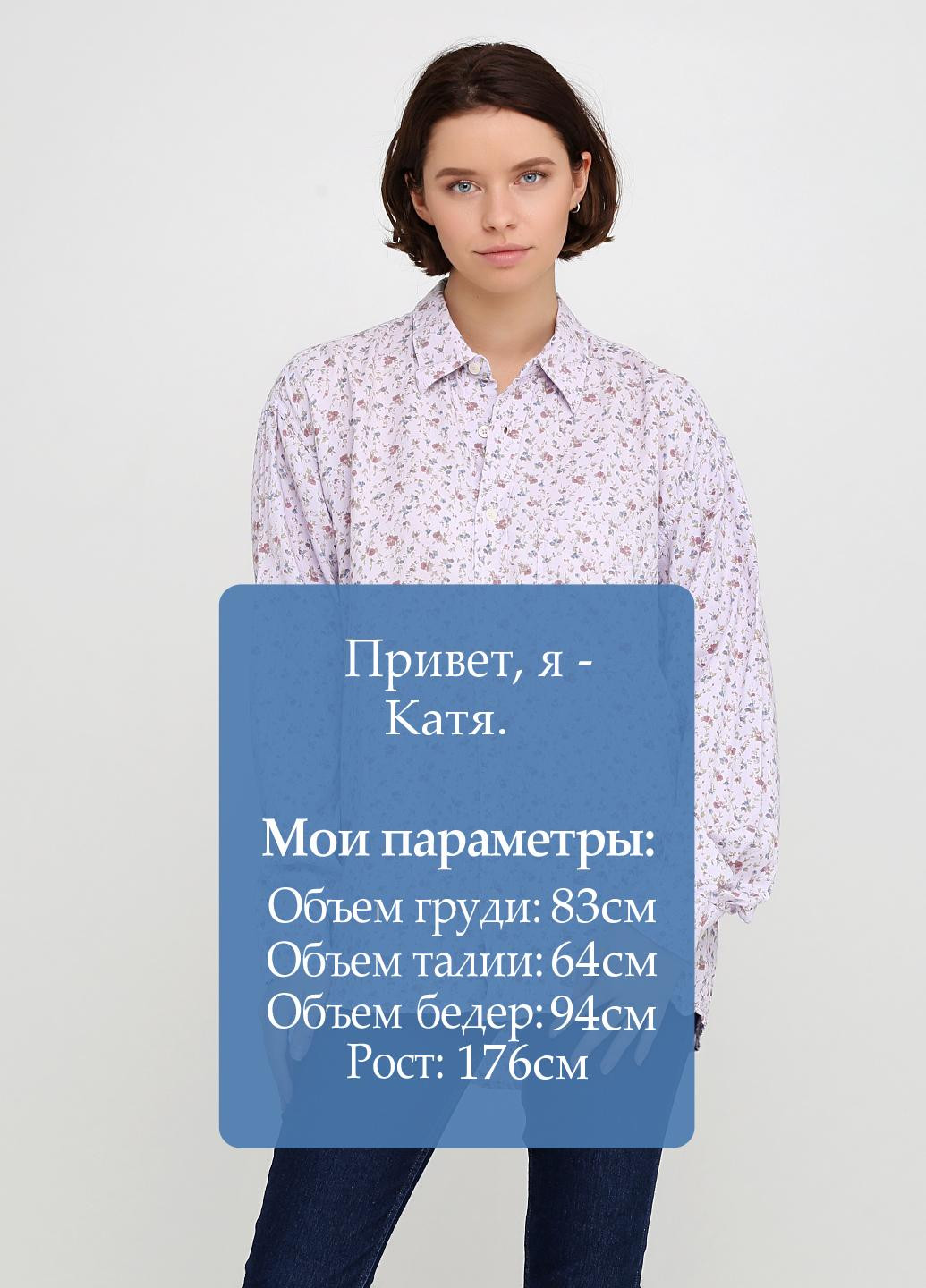 Розово-лиловая кэжуал рубашка с цветами Aeroflot