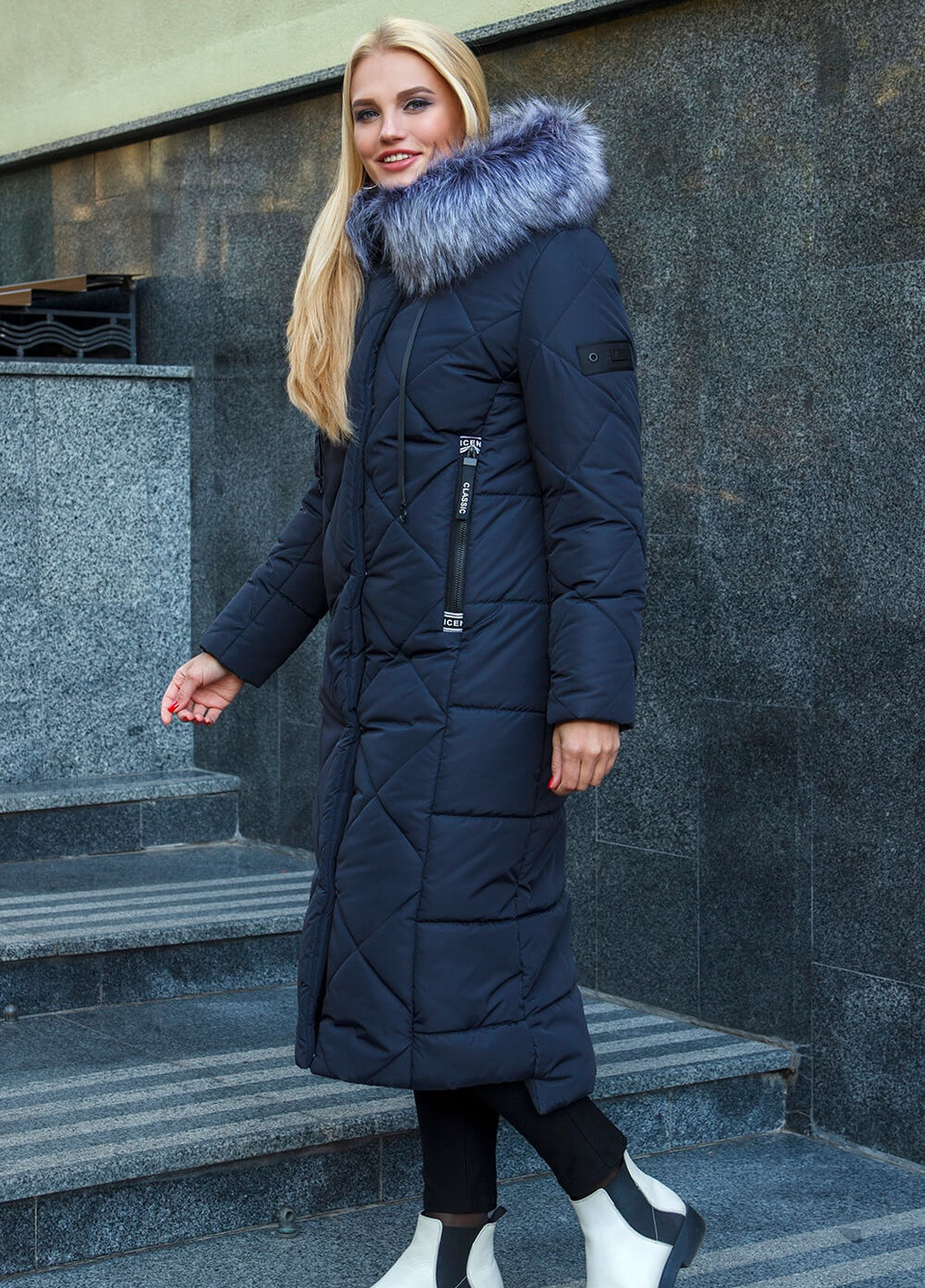 Синяя зимняя куртка-пальто stefaniya MioRichi