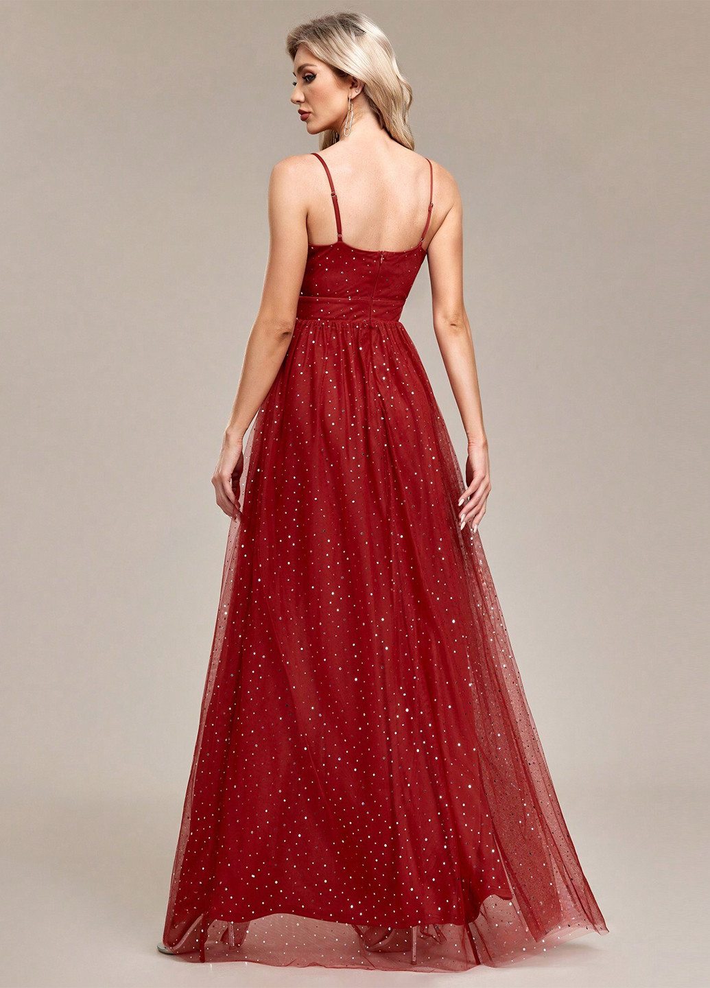 Красное вечернее платье а-силуэт SHEIN однотонное