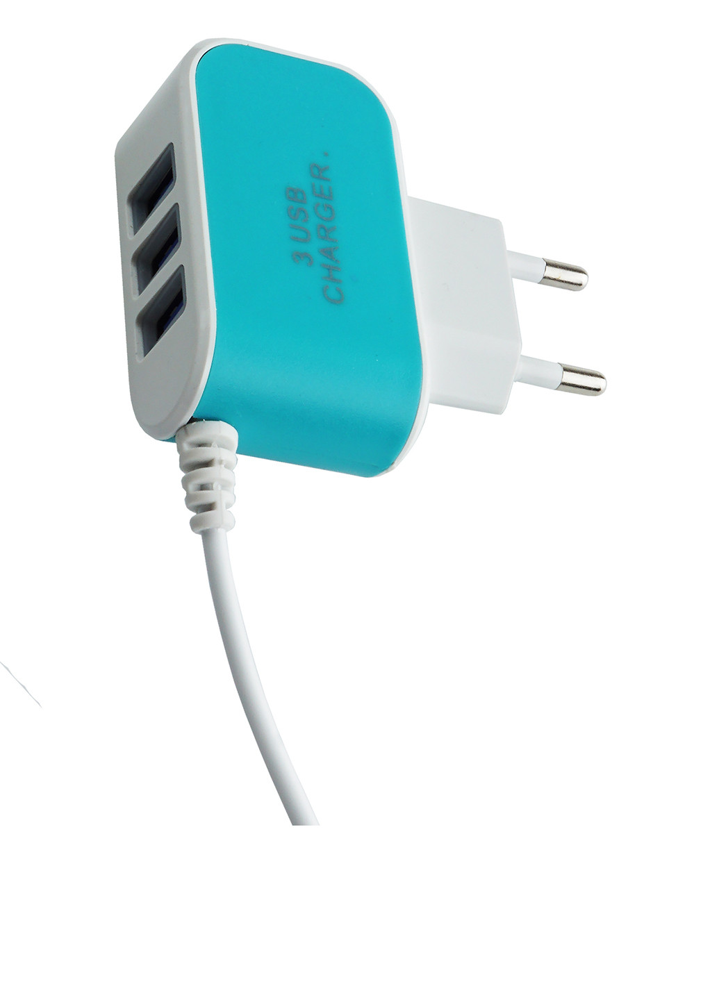 Зарядний пристрій на 3 USB порту TV-magazin однотонний блакитний