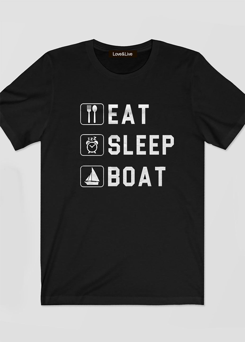 Черная футболка мужская черная eat, sleep, boat Love&Live