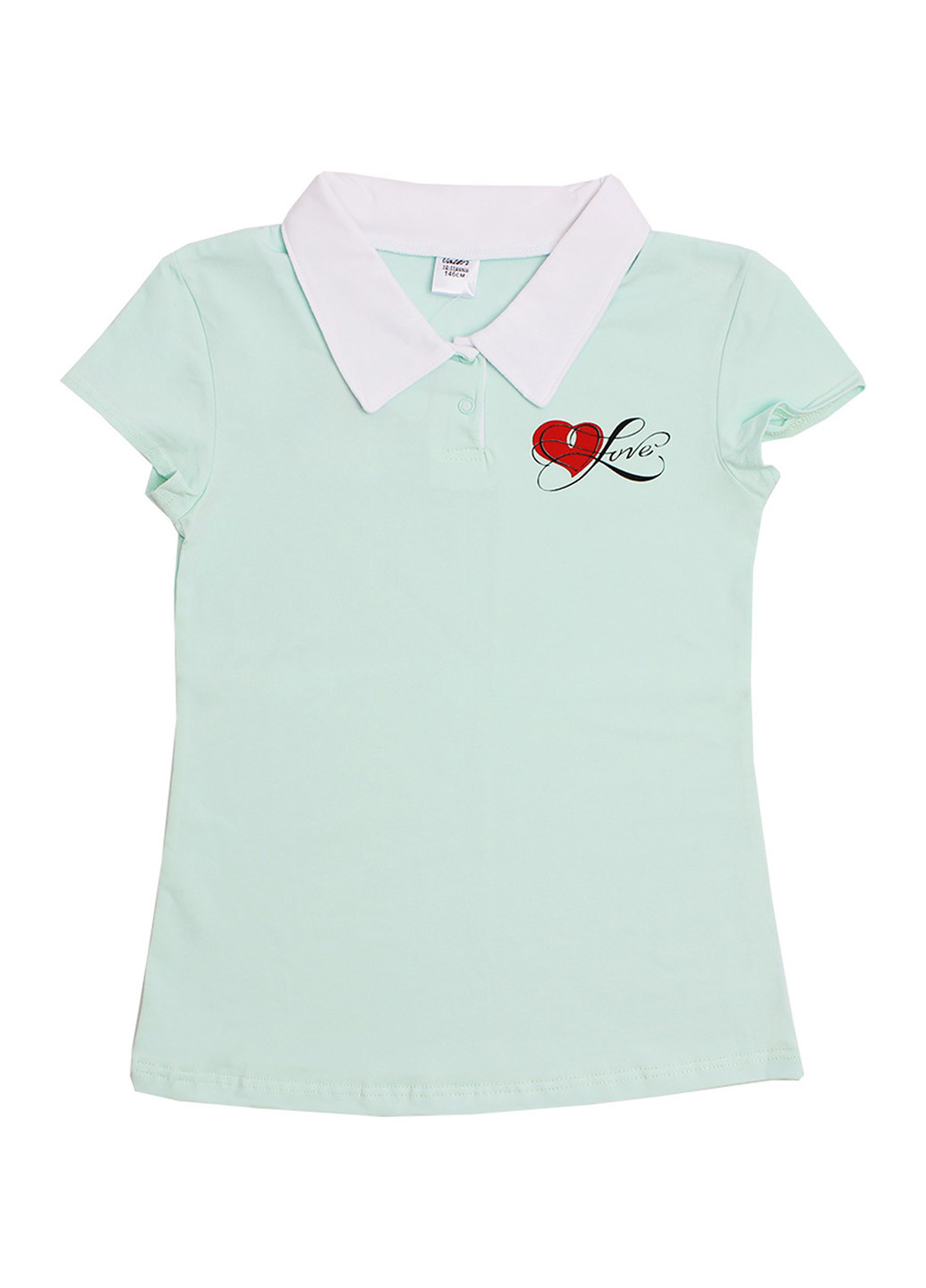 Мятная детская футболка-поло для девочки Валери-Текс с рисунком