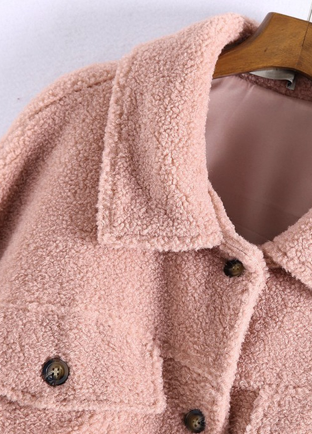 Розовая демисезонная куртка женская из искусственного меха glamor Berni Fashion 55597
