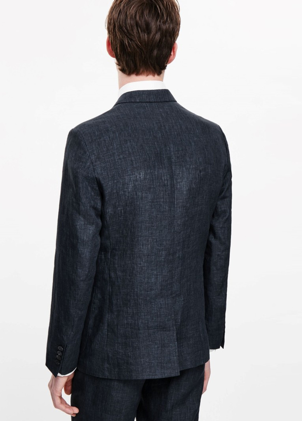 Пиджак Cos с длинным рукавом меланж тёмно-синий деловой
