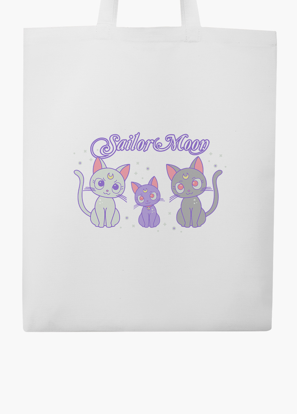 Эко сумка шоппер белая Луна Кошки Сейлор Мун (anime Sailor Moon Cats) (9227-2920-WT-2) экосумка шопер 41*35 см MobiPrint (224806113)