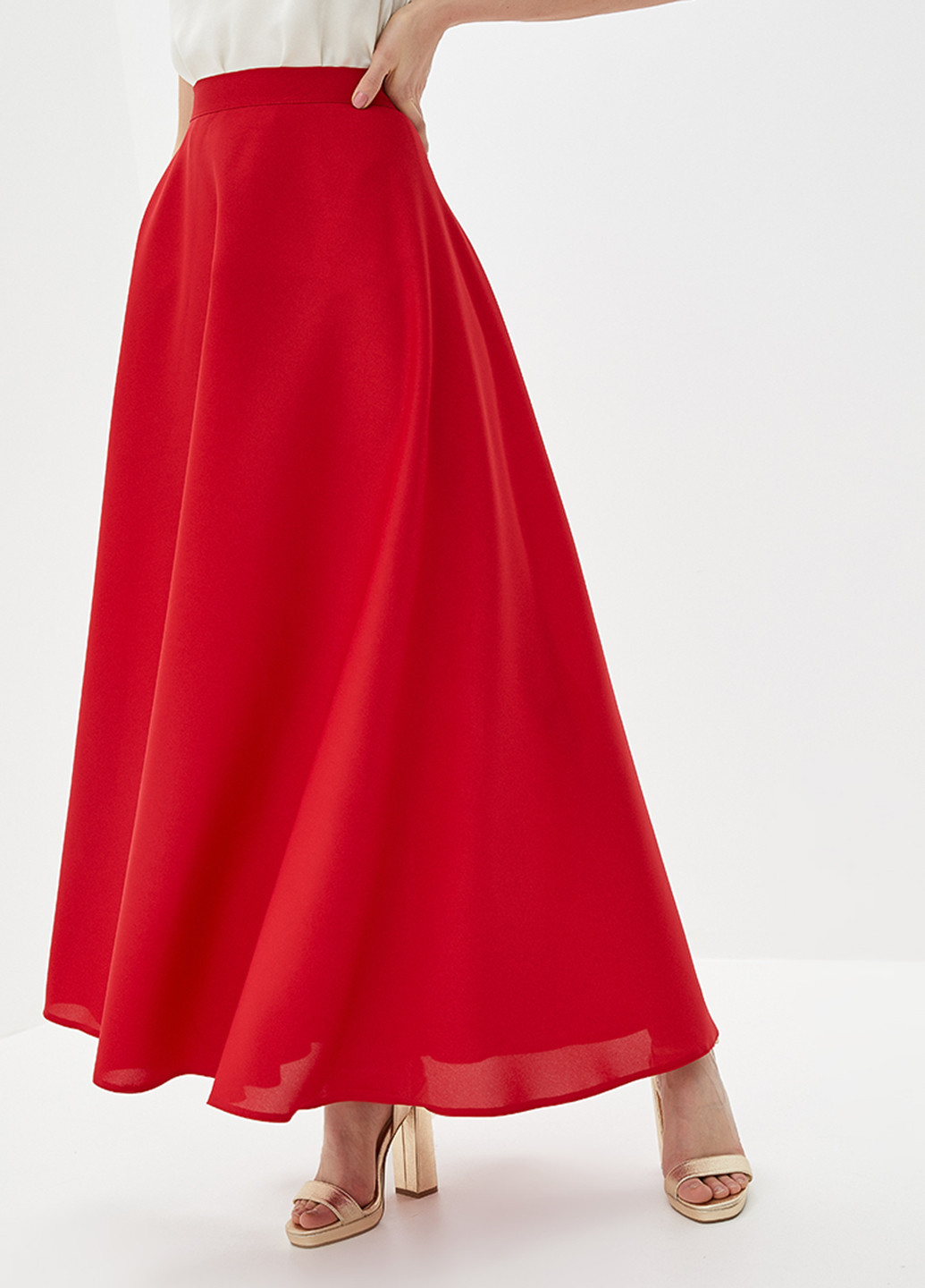 Красная кэжуал однотонная юбка Podium клешированная
