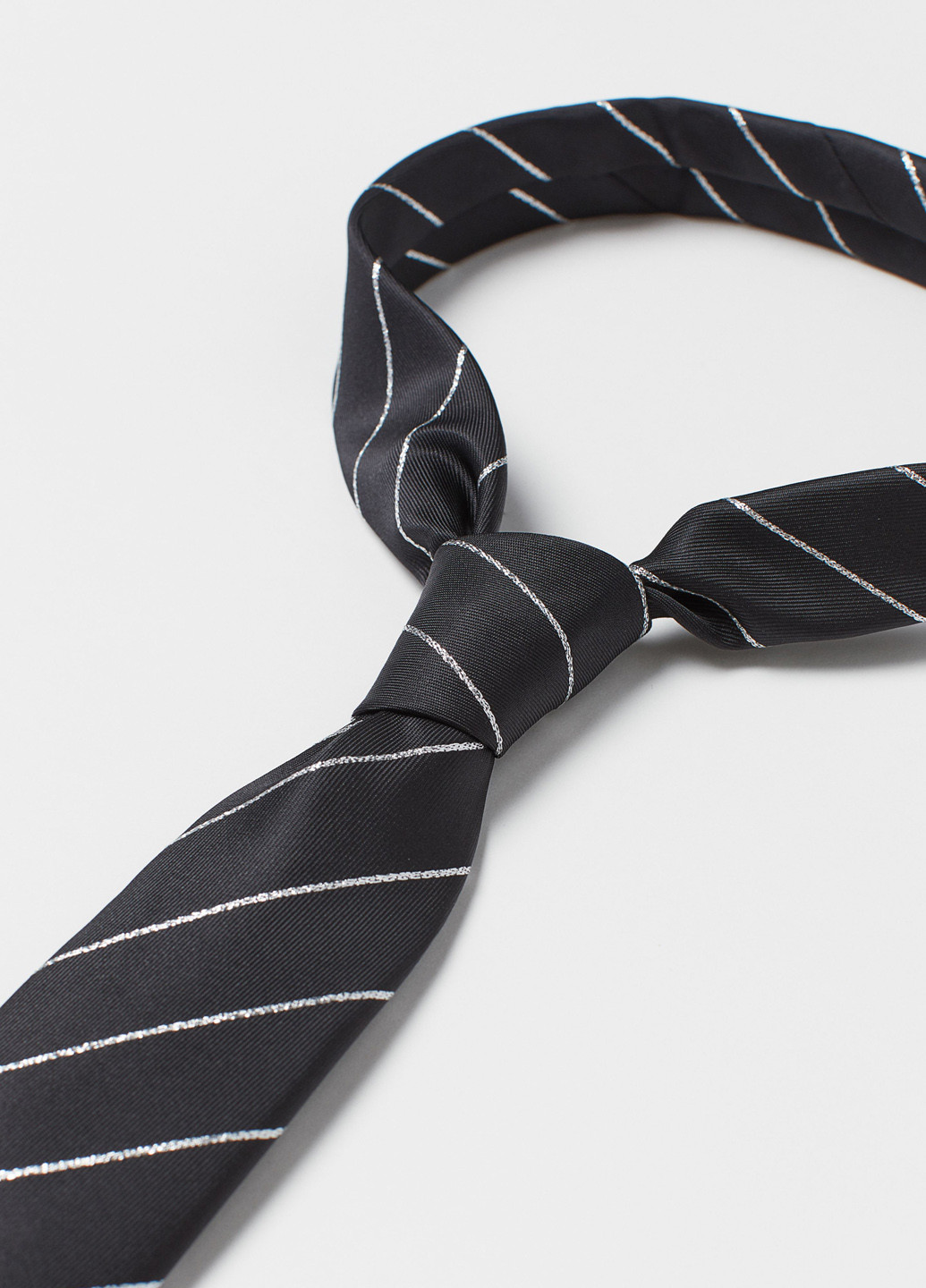 Краватка H&M стандартний смужка чорна поліестер