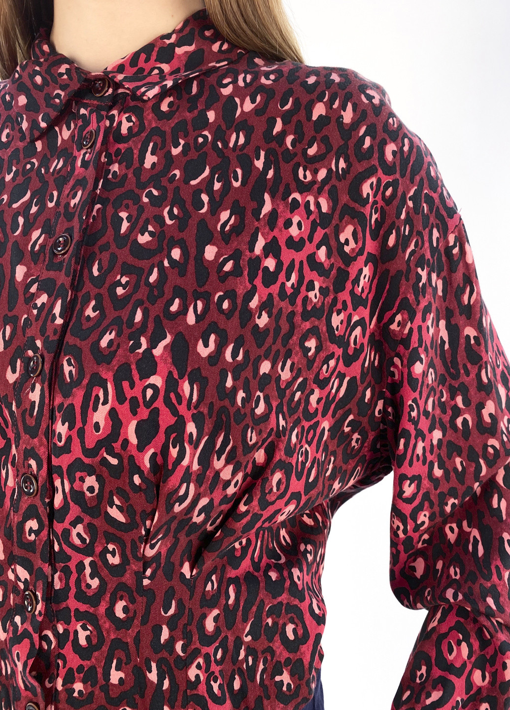 Темно-красная кэжуал рубашка с анималистичным узором Zara
