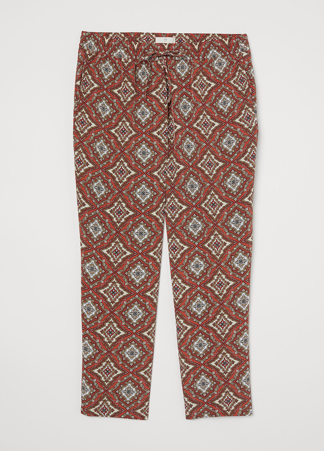 Терракотовые кэжуал летние зауженные, укороченные брюки H&M