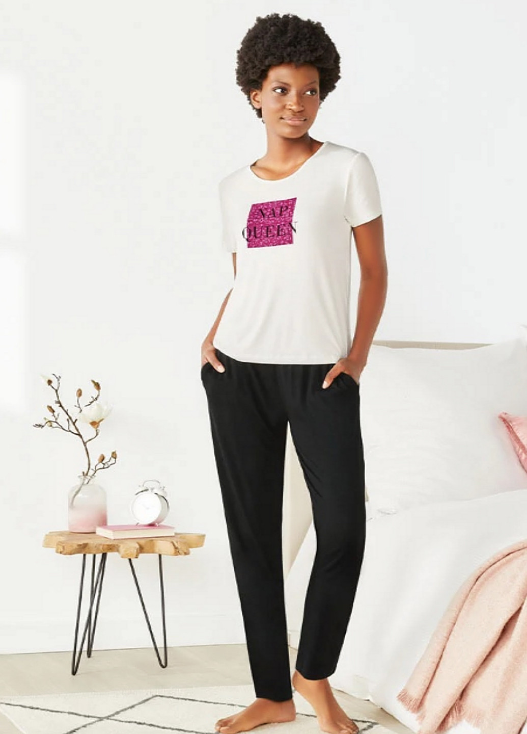 Чорно-біла всесезон піжама (футболка, штани) футболка + штани Esmara