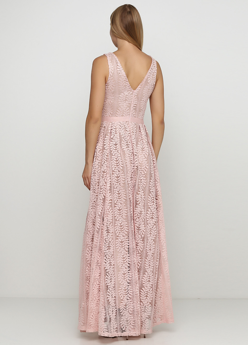 Бледно-розовое вечернее платье Lucy Wang однотонное