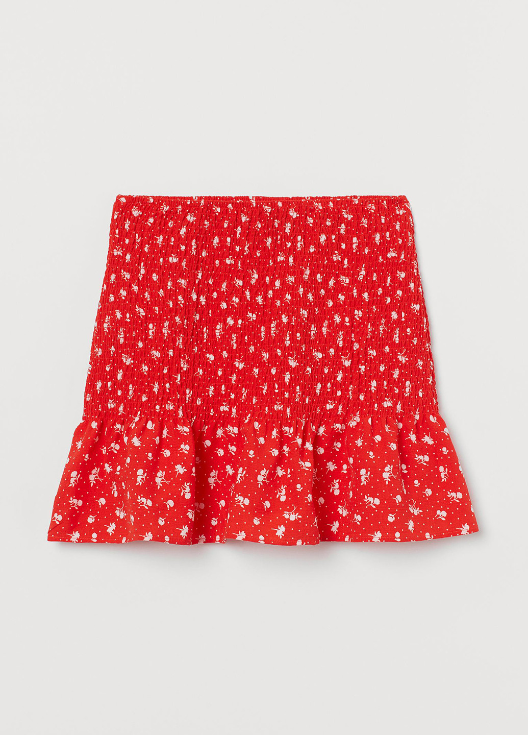 Красная кэжуал цветочной расцветки юбка H&M а-силуэта (трапеция)