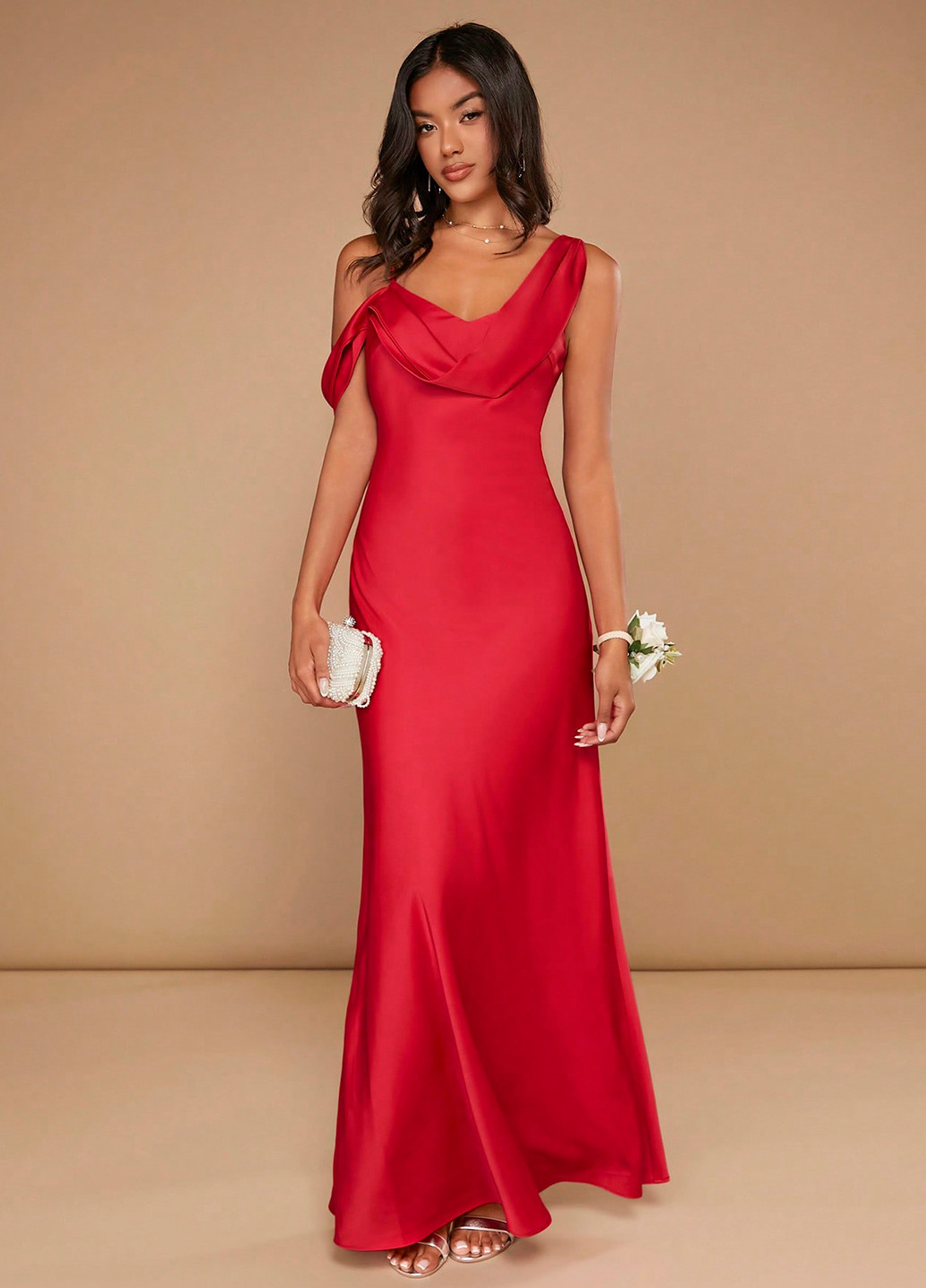 Красное праздничный платье а-силуэт SHEIN однотонное