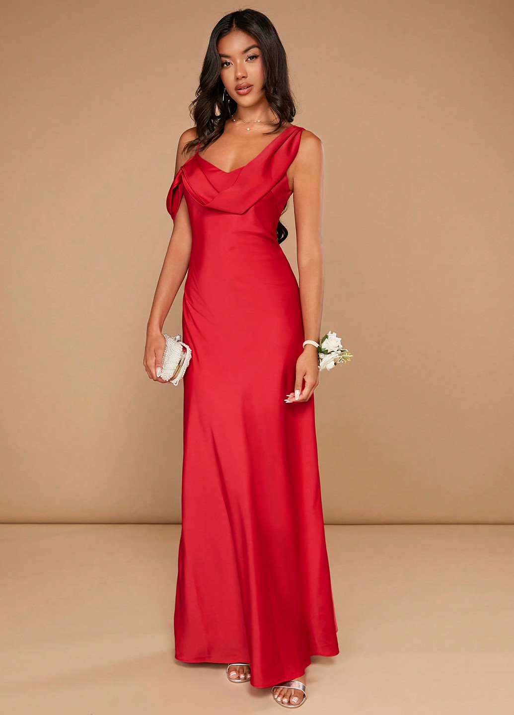 Красное праздничный платье а-силуэт SHEIN однотонное