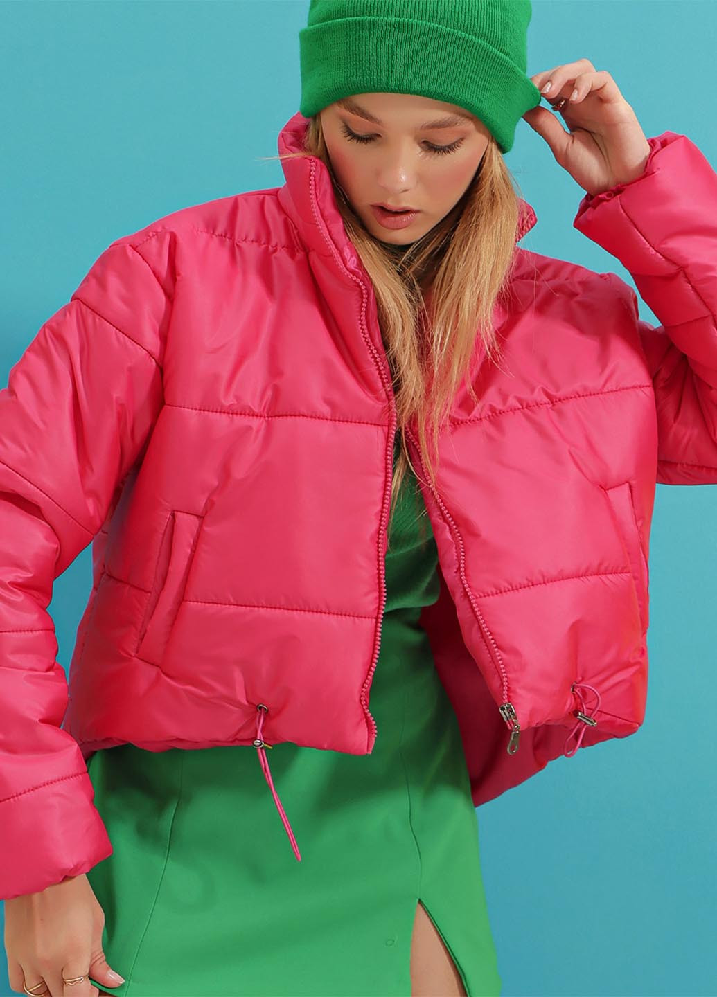 Рожева демісезонна куртка Trend Alacati Stili