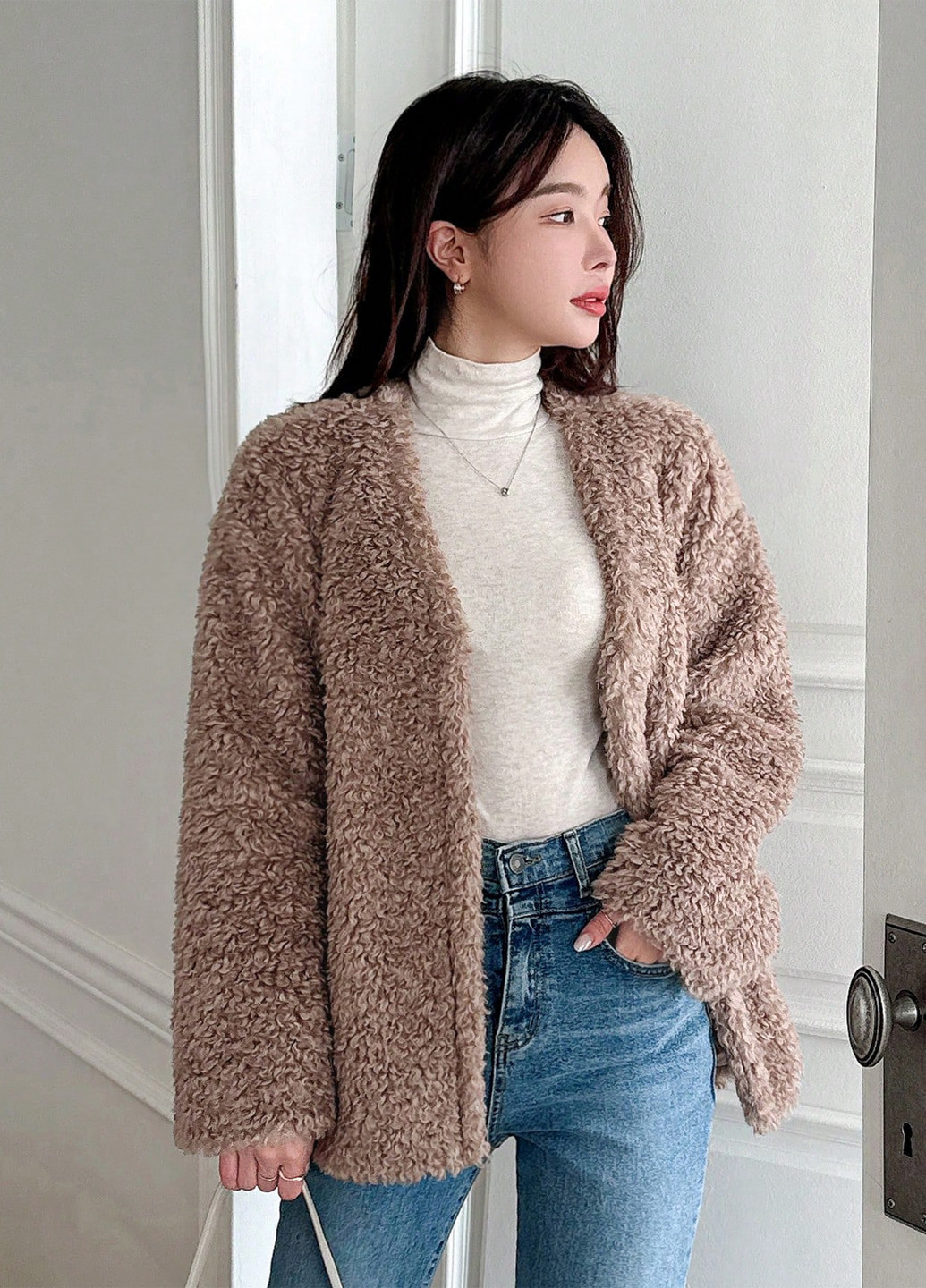 Темно-бежевый демисезонный кардиган SHEIN