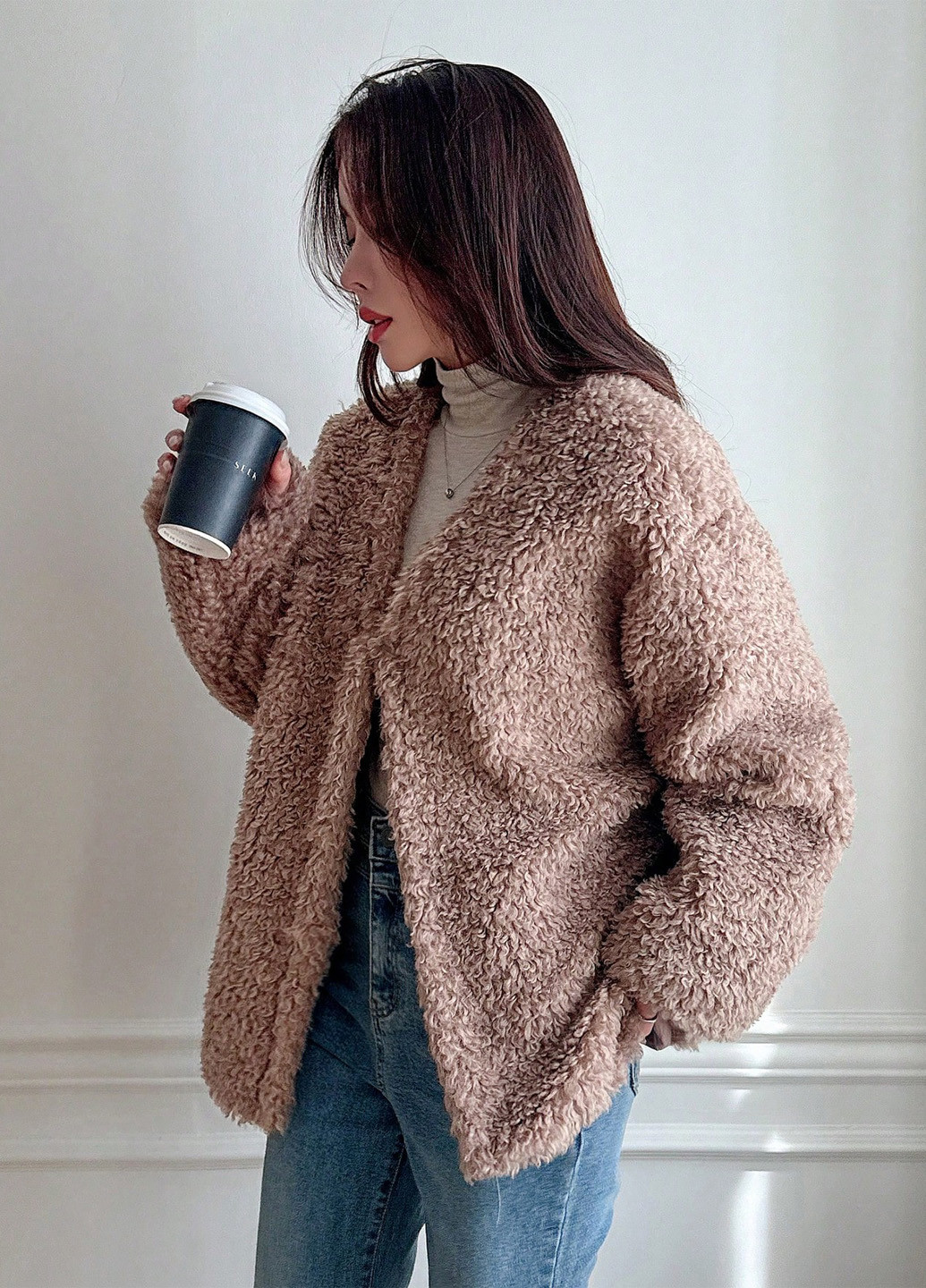 Темно-бежевый демисезонный кардиган SHEIN