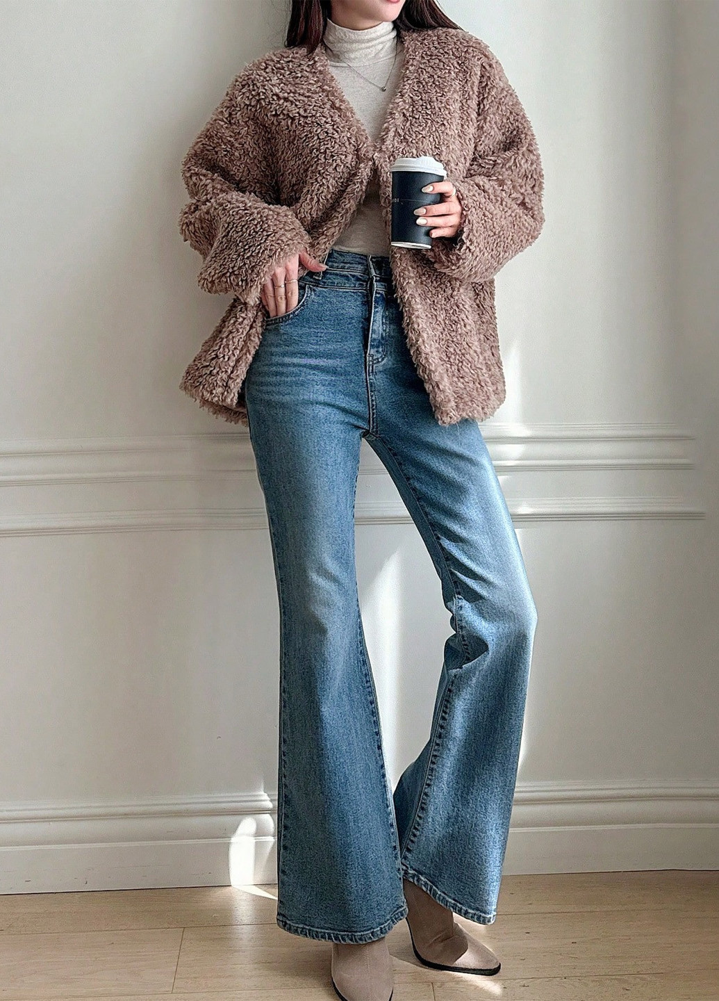 Темно-бежевый демисезонный кардиган SHEIN