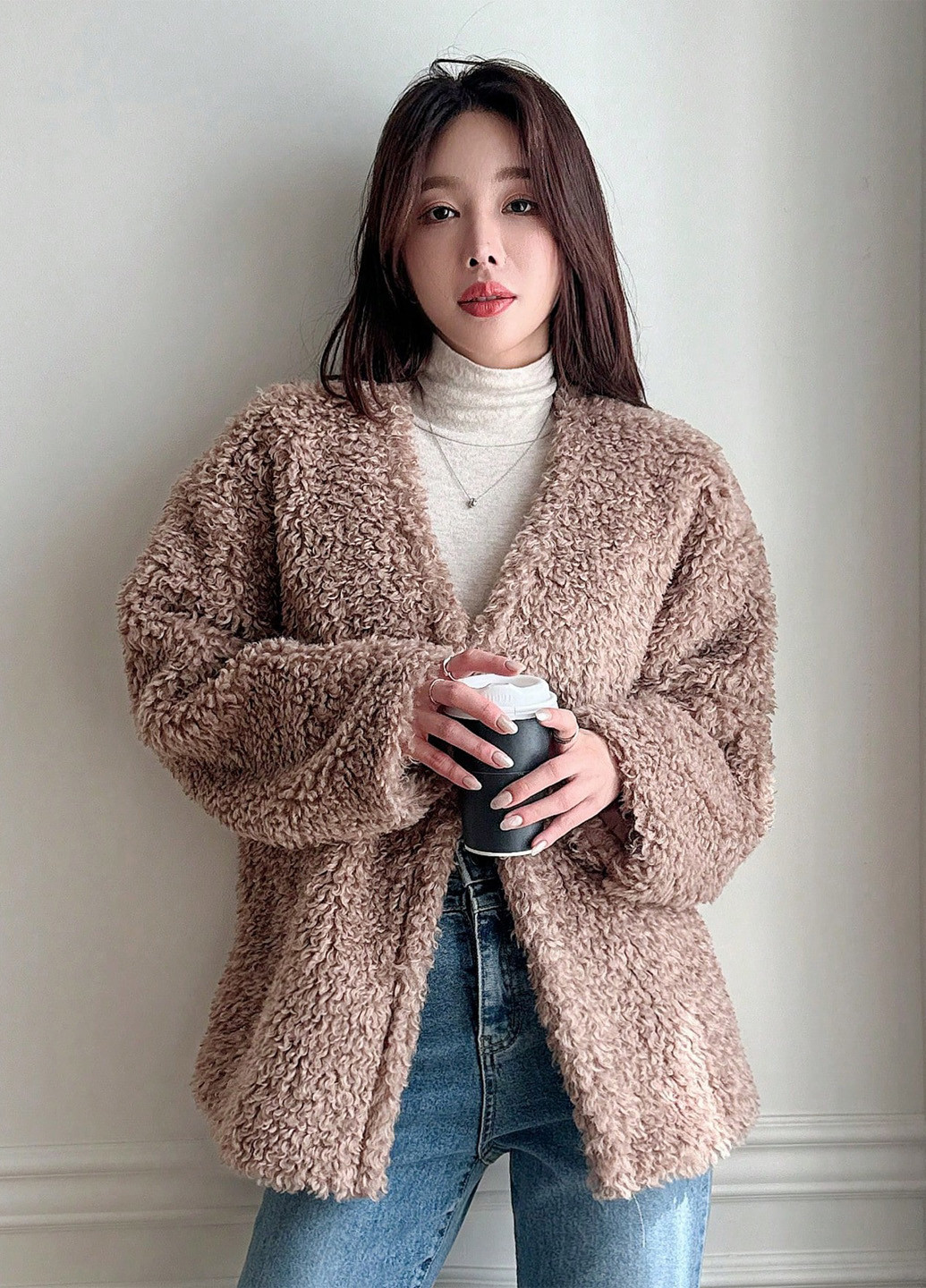 Темно-бежевый демисезонный кардиган SHEIN