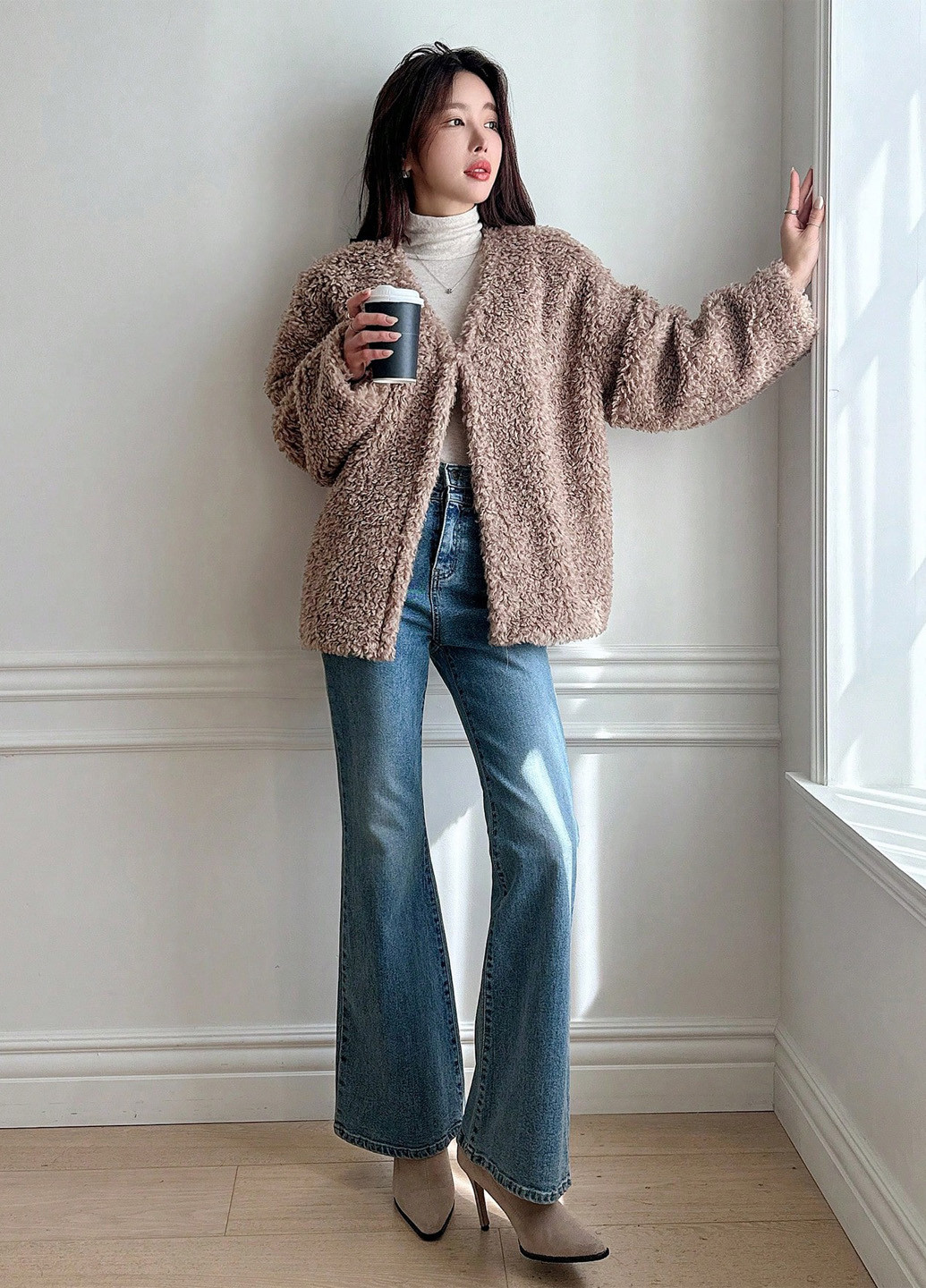 Темно-бежевый демисезонный кардиган SHEIN