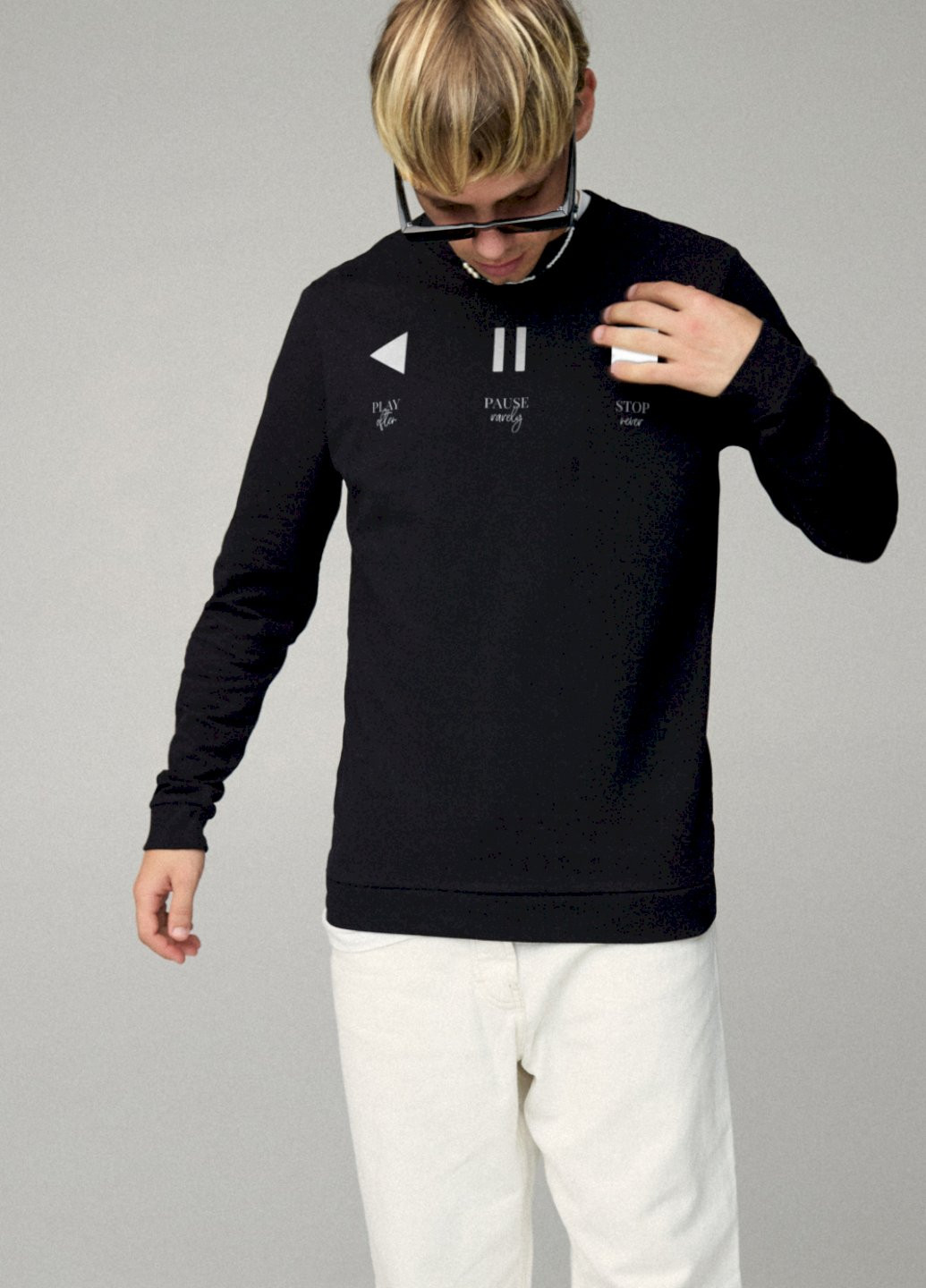 Чорний свитшот мужской basic /no flis/ YAPPI малюнок (254557393)